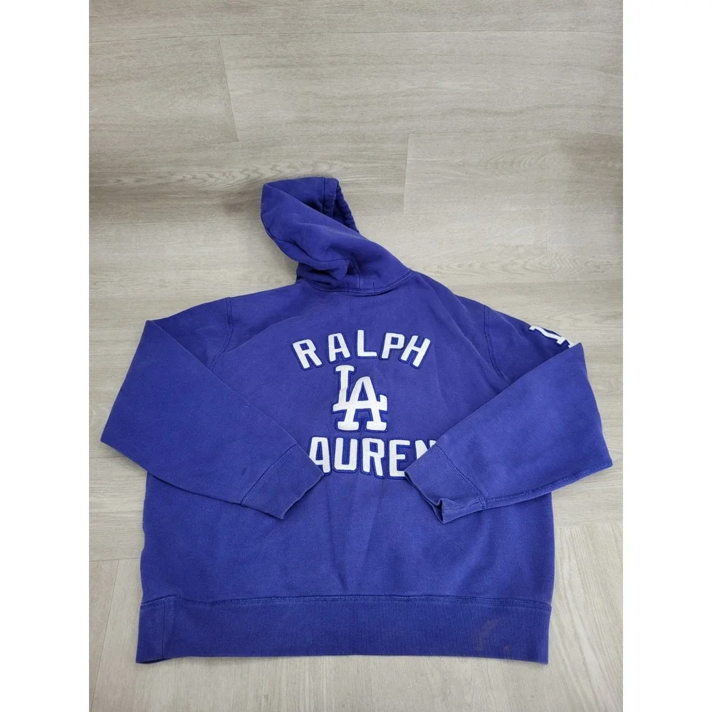 Polo Ralph Lauren LA Dodgers Hoodie Men's L Gray Pullover Fleece MLB Embroidered